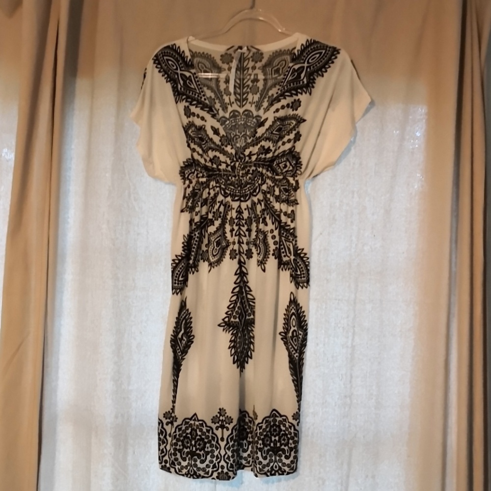 White and Black print dress